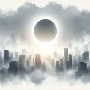 Månen foran solen trækker i jorden og skaber en ny tid i horisonten.